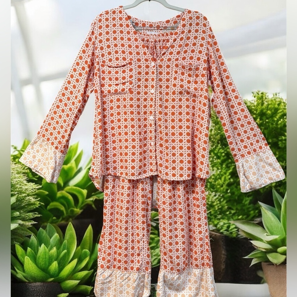 PIYAMA Orange and White pajama lounge set size XS - Picture 14 of 14
